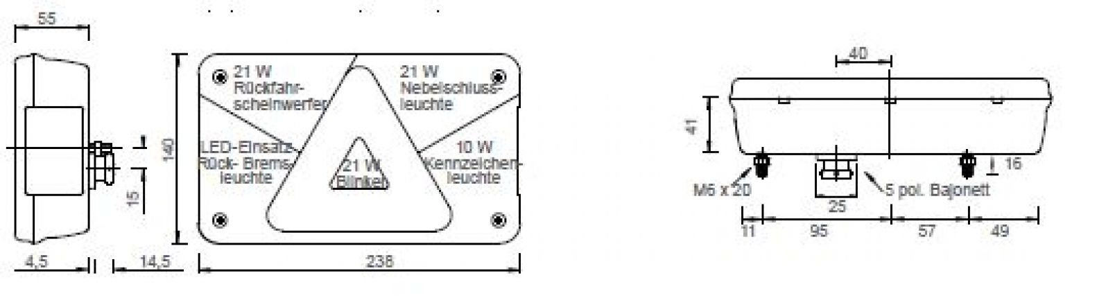 Multipoint 5 LED - 413153.001 - συνδυασμός πίσω φώτων